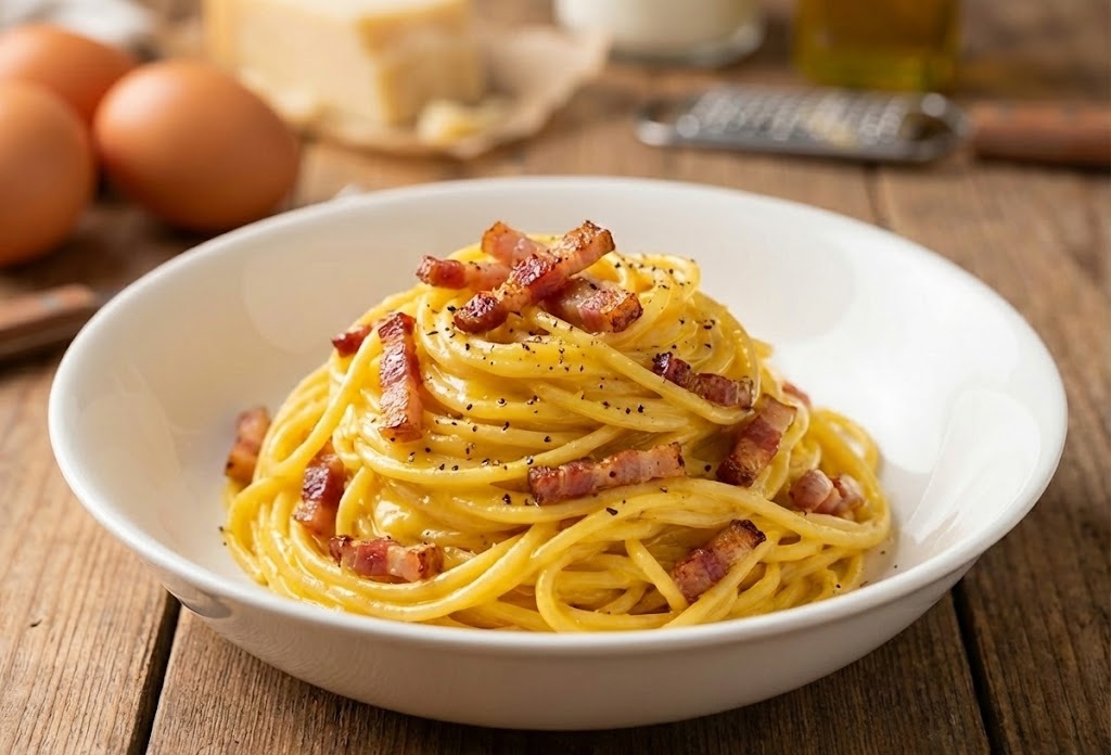 生クリームとベーコンたっぷりの濃厚カルボナーラ 完成写真